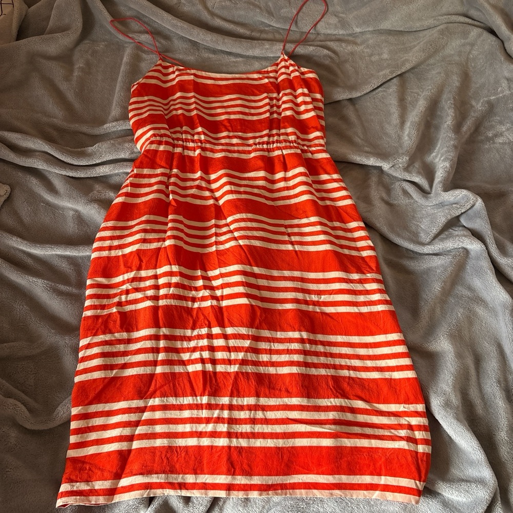 J. Crew Striped Orange and White Dress